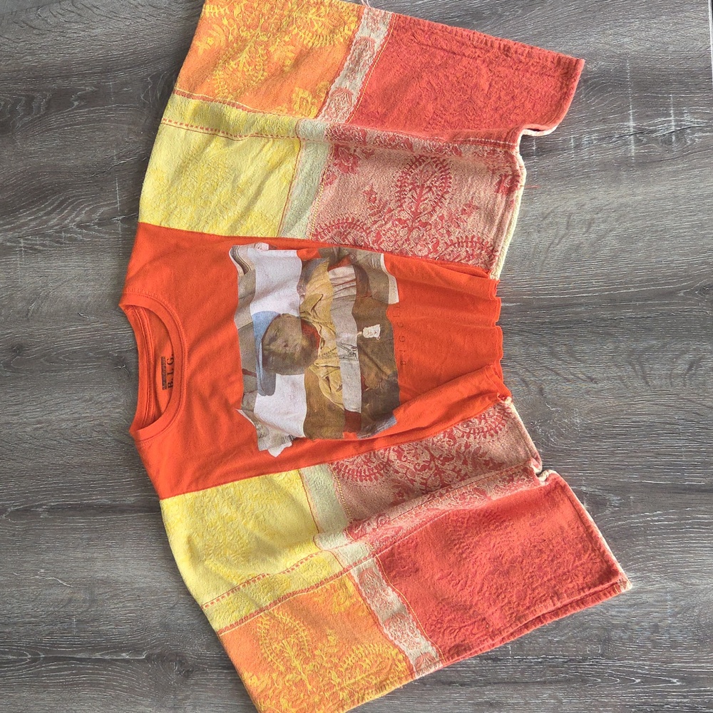 One Of One Biggie The Notorius BIG Pocho Upcycled Patchwork Pull Over Top